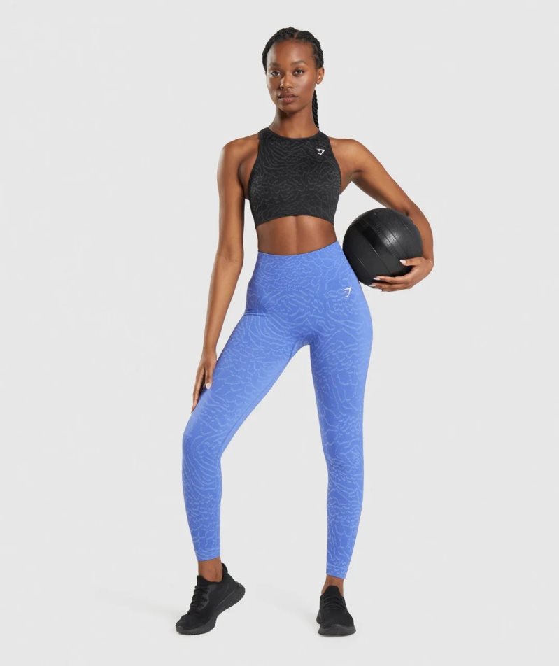 Women's Gymshark Adapt Animal Seamless Leggings Blue | CA 6NA713